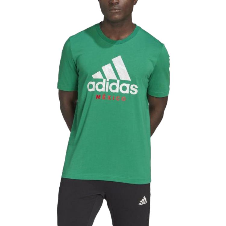 Adidas T Shirts Men's Green Crew Neck Moderate Straight Fit HU0281
