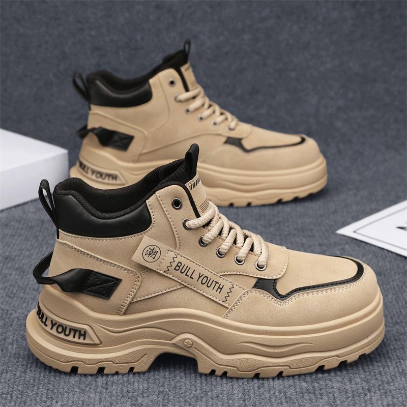 New Fashion Autumn And Winter Men's High Top Martin Boots Students Male Boys Trending Soft Sole Work Shoes Labor Protection Martin Sneakers