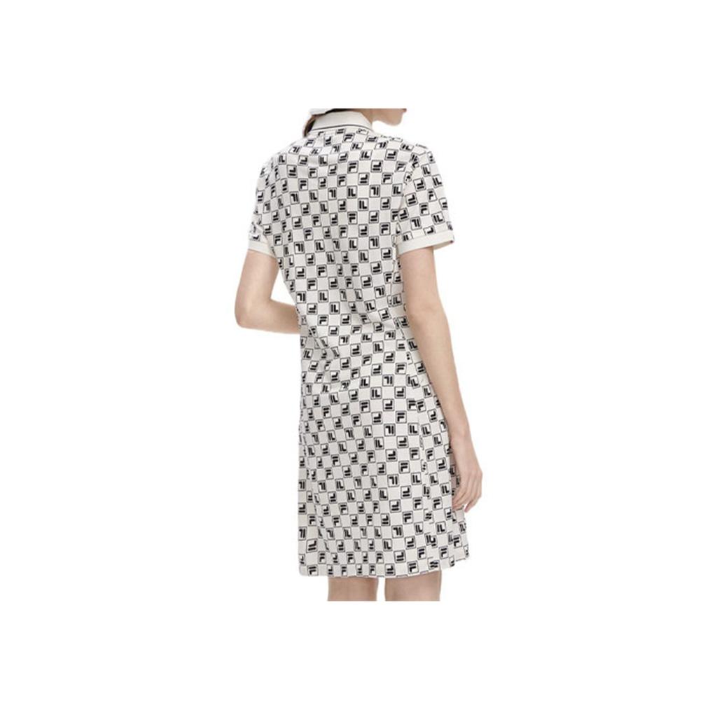 Fila Valentines Day American Series Brand Logo Letter Print Casual Breathable Sports Knitted Vintage College Style Short Sleeve Dress F11W329314FZA