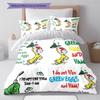 Green Eggs and Ham Pattern Bedding,Quilt Set Quilt Cover Pillowcase Home Birthday Gift (1 * duvet cover + 2 * pillowcase, without core)