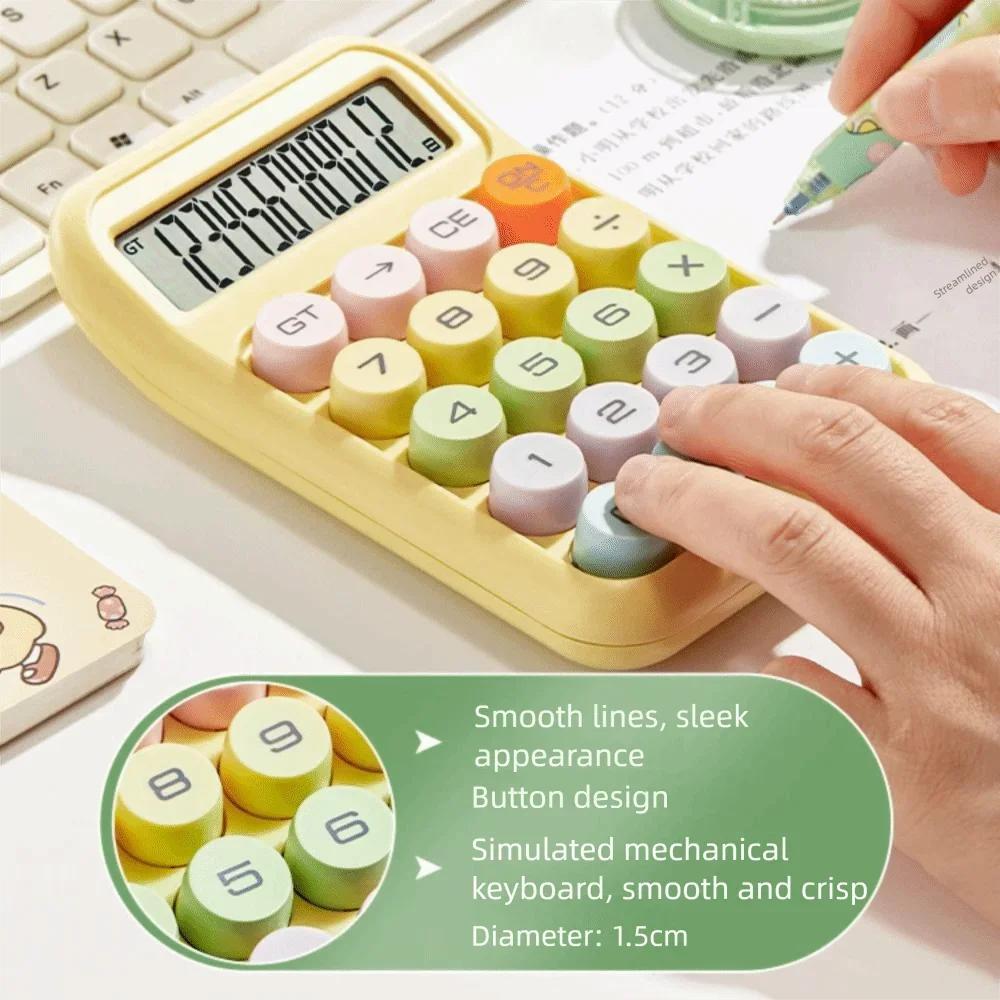 12-stelliger Süßigkeitenfarb-Taschenrechner Anti-Rutsch-Pad Mechanische Tastatur Arithmetik-Taschenrechner Langlebig Großer Bildschirm