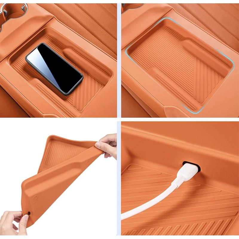 Para AITO M8 Seres 8 2025 Apoio de Braço Traseiro de Silicone Porta-Copo Tapete Protetor Antiderrapante para Copos Pad de Armazenamento Acessórios para Carro