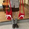Bow Decoration Plush Bucket Bag Large Capacity New Year Red Tote Christmas Shoulder Bag  Women
