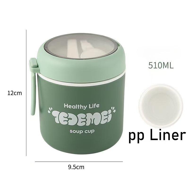 

Stainless Steel Double Wall Insulated Soup Cup - Large Capacity Portable Thermos for Work, Breakfast, Lunch, Leak-Proof 501-800ML