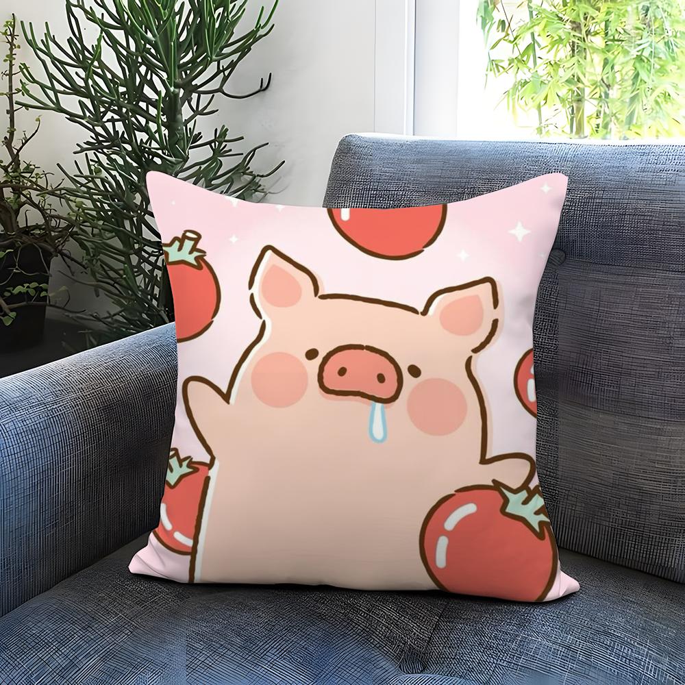 Cartoon Pig Pink L-Lulu Cushion Cover Comfortable Reversible Pillow Cover Ideal for Car Sofa Bedroom & Beyond