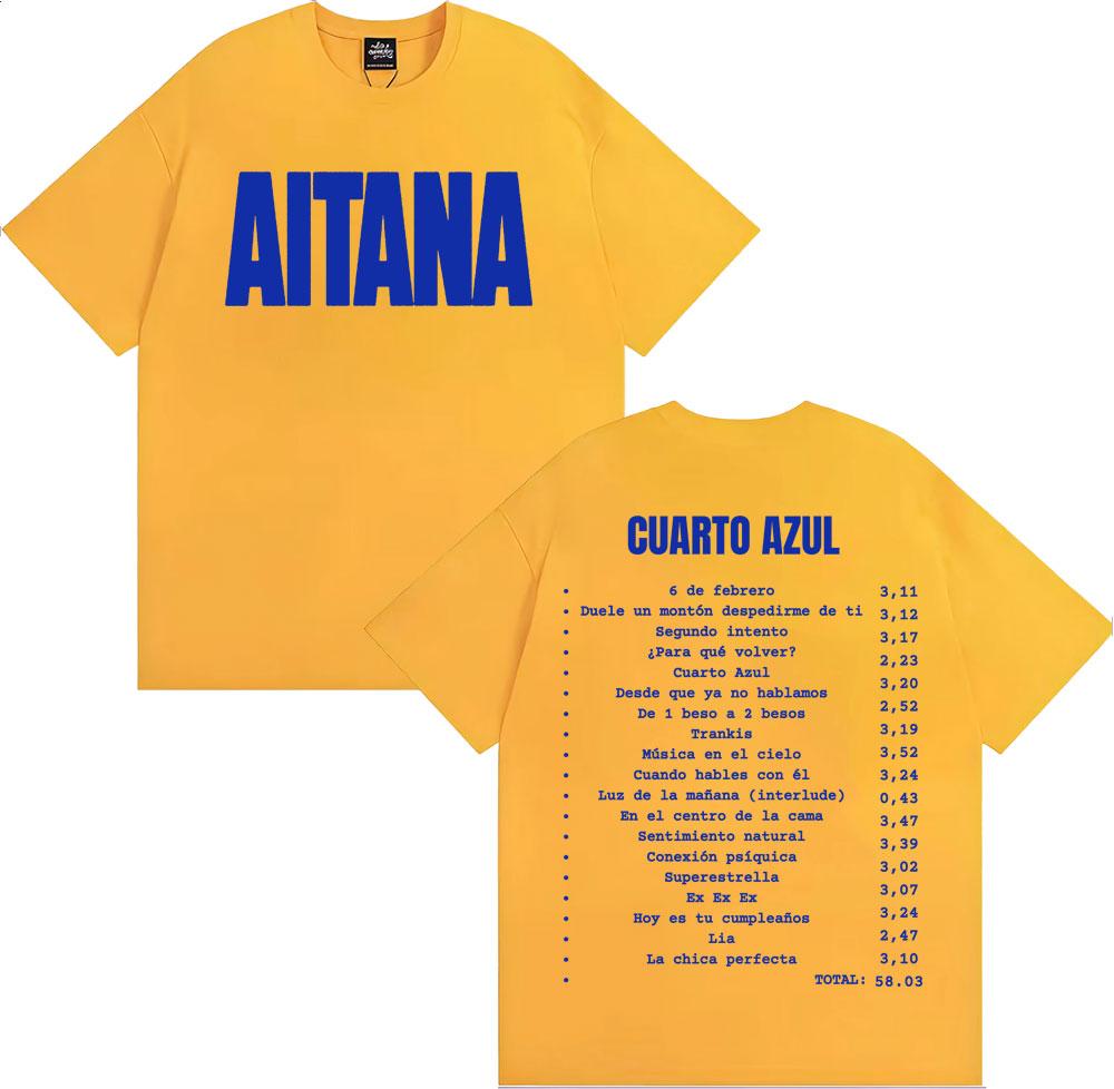 Aitana Cuarto Azul Wdrld Tour 2026 Merch T Shirt Unisex Women Clothing Aesthetic Fashion Tshirts High Quality ONeck Loose Tshirt
