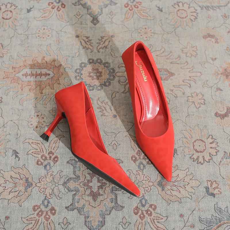 Brown Pointed High Heels Women's Fine Heels High Sense Leopard Print Sexy Shallow Mouth Imperial Sister Style French Single Shoes Spring New Models