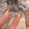 Full Diamond Multi-layer Interlocking Open Ring - Elegant and Luxurious Women's High-end Design, Small-scale and Unique Style Finger Ring