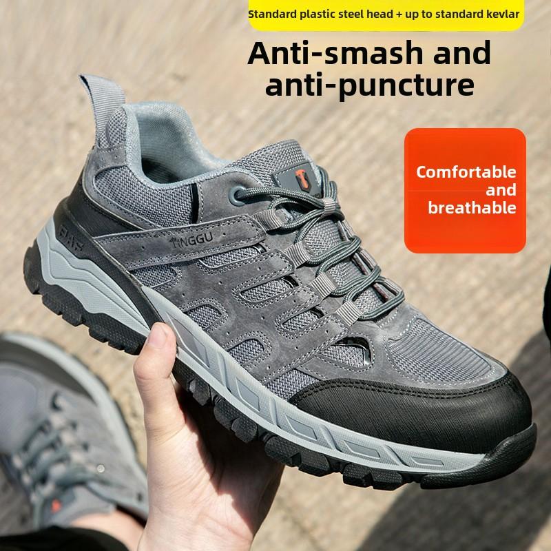 Labor Insurance Shoes for Men, Breathable Lightweight Insulated Shoes, Electricians with Anti-smash, Anti-puncture Wear-resistant Anti-odor Work Shoes