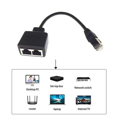2-in-1 RJ45 Ethernet-Schnittstellenadapter 1 Stecker auf 2 LAN-Verlängerungsbuchsen Splitter-Steckverbinderkabel F6H7