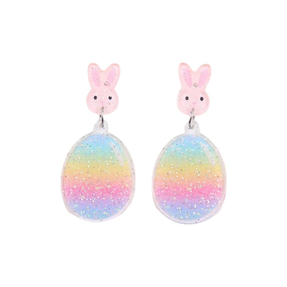 Acrylic Bunny Pendant Earrings Cartoon Easter Egg Dangle Earrings Fashion Easter Egg Earrings  Men