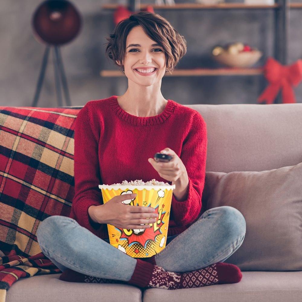 Popcorn Container Snacks Chips Box Bowl Plastic Bucket 2.3L