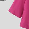INCERUN Oversized Summer Men Swing Neck 3/4 Sleeve Casual Ruffled T-shirts Tee Tops