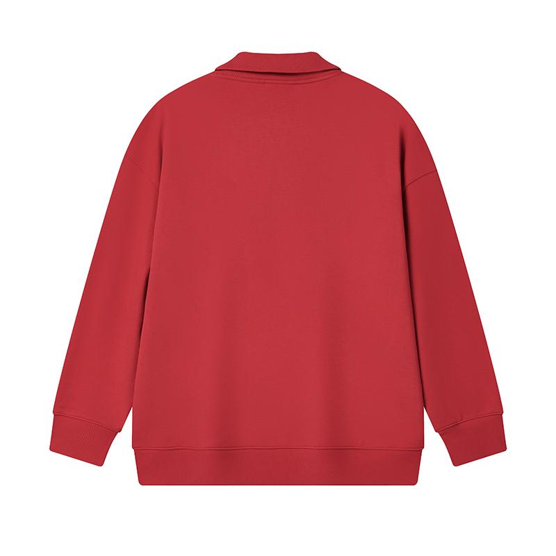 Fila Original Peony Half-Zip Classic Vintage Minimalist Casual Comfortable Versatile Sweatshirt Unisex Sweatshirt Red F51U619204FRD