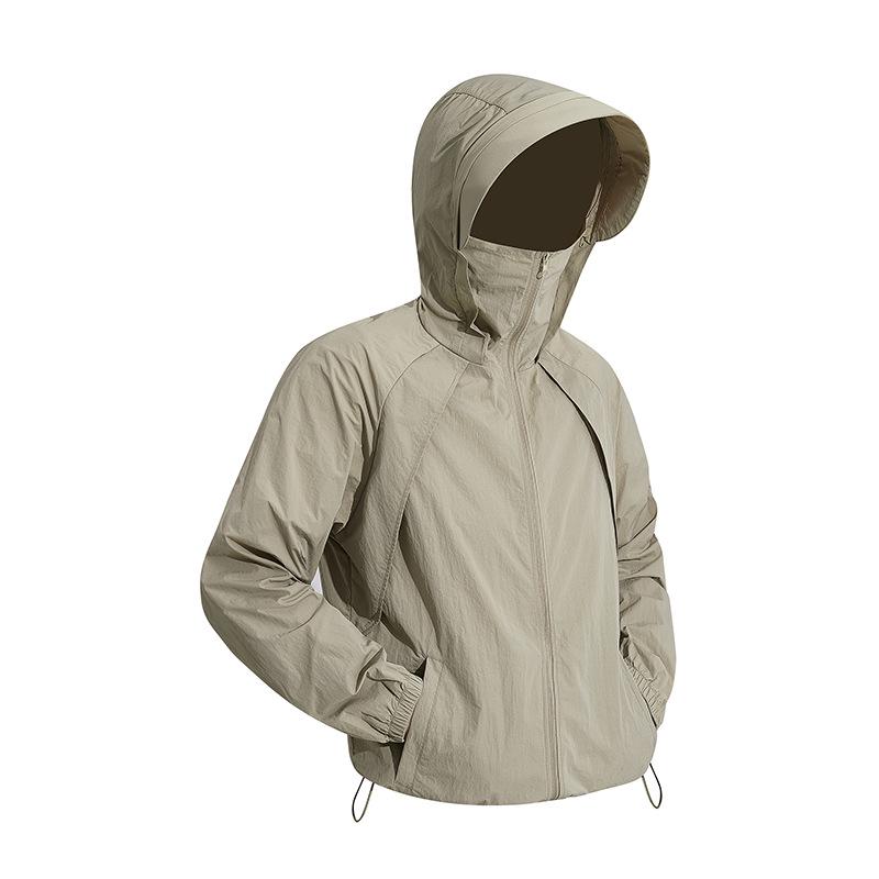 

Мужская куртка с капюшоном и защитой от УФ-лучей - Летняя солнцезащитная куртка в американском стиле из ледяного шелка для кемпинга на открытом воздухе 2025 S хаки