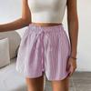 Gestreifte Shorts für Damen High Waist Strand Casual Kordelzug zum Anziehen Elastischer Bund Sommer-Shorts mit Taschen