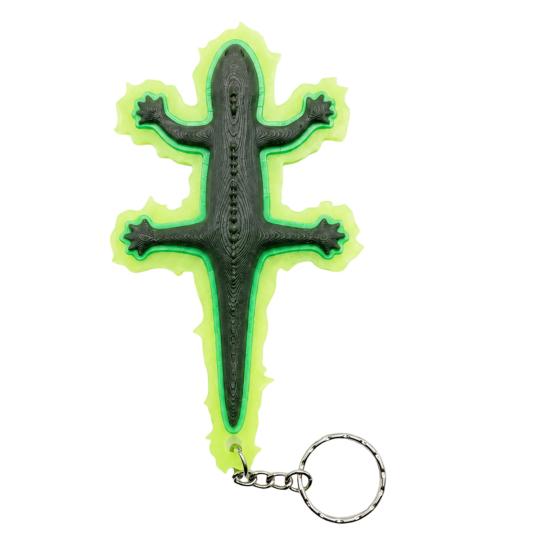 3D Printed Lizard Keychain, Glow in The Dark Pendant with Luminous Edges, Anime Keychain Pendant from The Adventures of Jackie Chan Metal Keychain