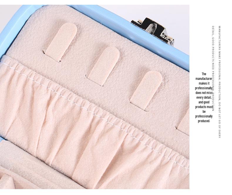 Pastel Double-layer Jewelry Storage Box for Earrings, Rings, and Necklaces - Portable PU Case