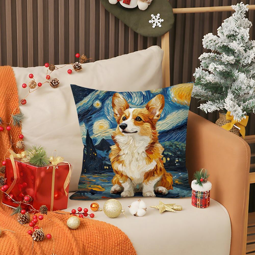 Creative Cute Starry Sky Puppy Pillow Case Printing Pillowcase Living Room Sofa Cushion Cover Bedroom Room Decor