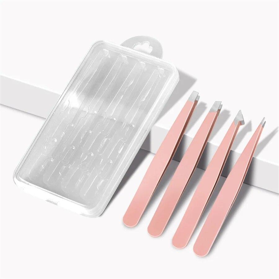 4 PCS Stainless Steel Eyebrow Clippers Set Hair Removal Forceps Oblique And Straight Mouth Eyebrow Trimming Clip Beauty Tool