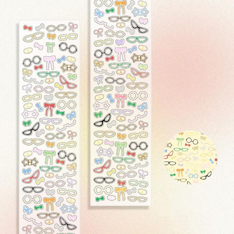 PET Doodle Sticker Tapes Clover Stickers Glasses Idol Cards Decor Scrapbook Journal DIY Decoration Supplies