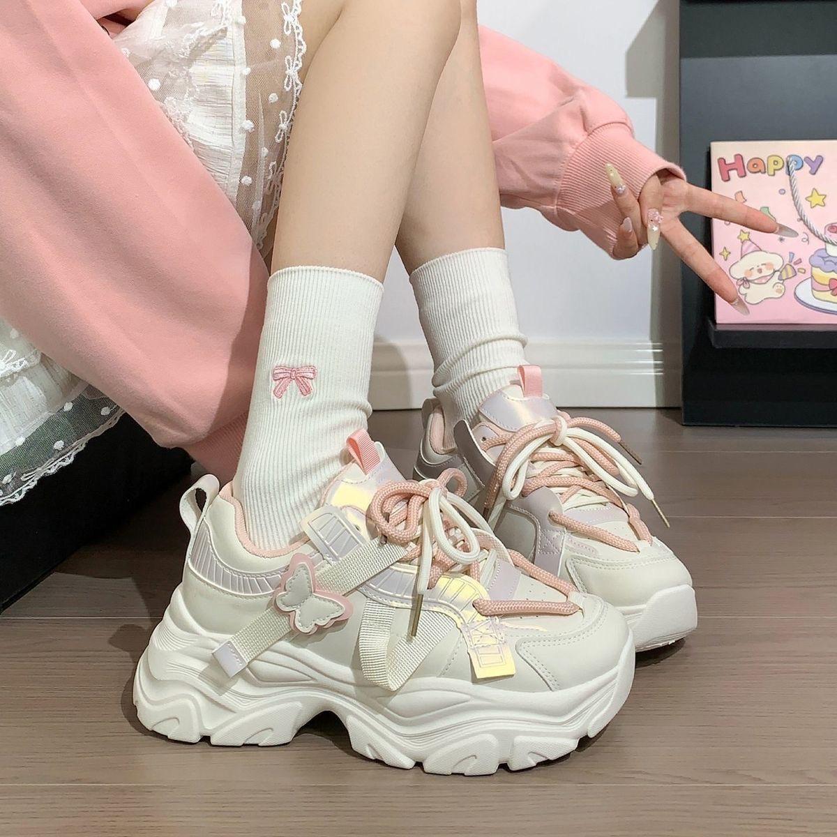 

High-value dad shoes ins trendy autumn and winter new height-increasing butterfly sports dad shoes 35