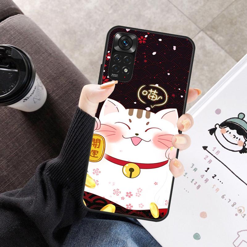 Japanese Lucky Cat Case For Xiaomi Redmi Note 11 10 9 8 12 Pro 10S 11S 12S Cover For Redmi 9 10 10A 9C 10C 12C
