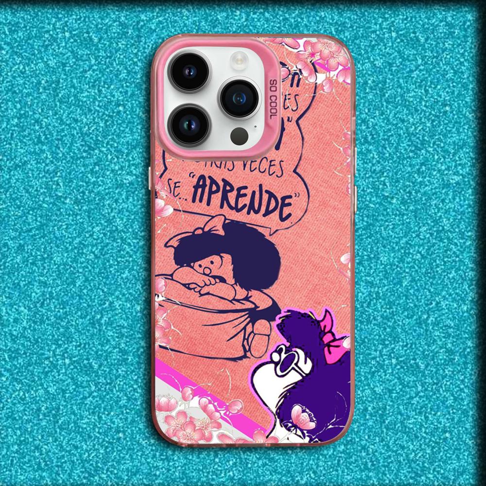 

Anime M-Mafalda Phone Case For iPhone 16,15,14,13,12,11,Mini,Pro,MAX Pink Matte Silicone Cover iPhone13