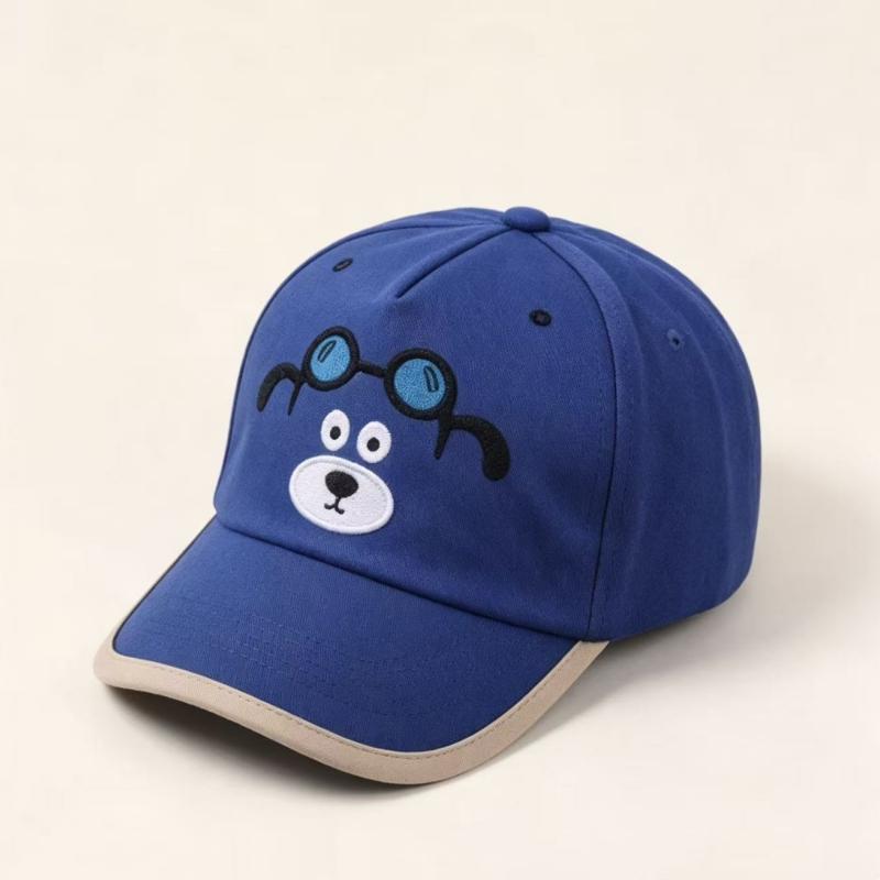 Summer Baby Baseball Cap Cartoon Eyeglasses Bear Kids Boys Girls Sun Hat Outdoor Toddlder Children Adjustable Cap Peaked Caps