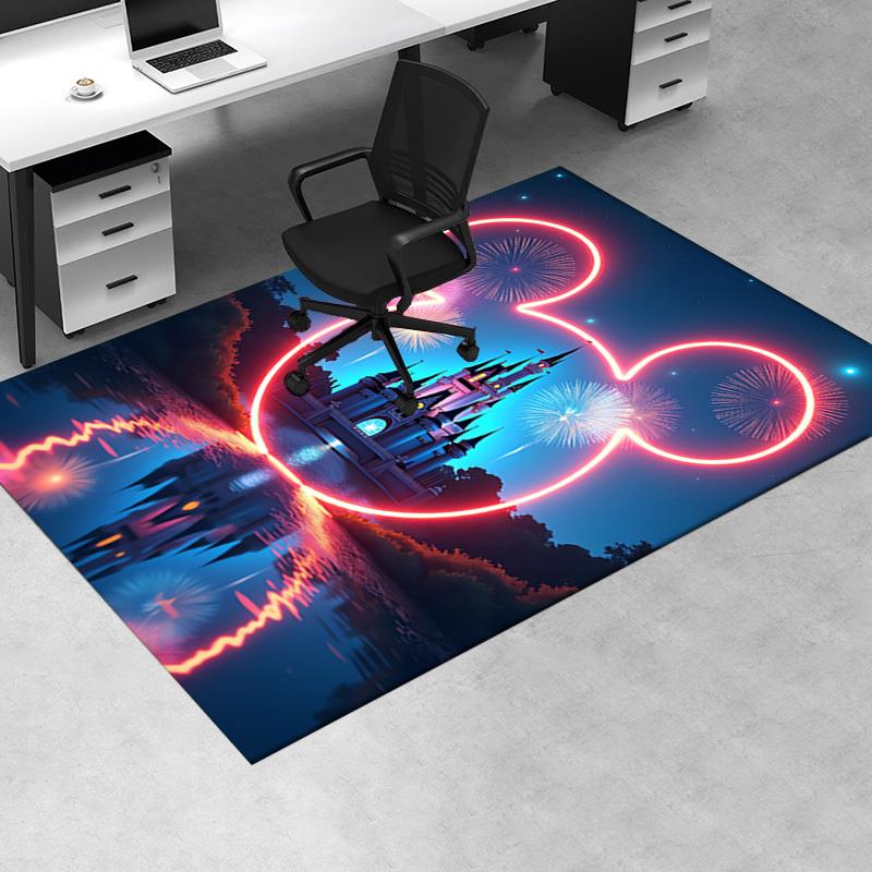3D Printed Mickey Mouse,Castle,Fireworks Anti-Slip Rug - Machine Washable Office Rug for Living Room, Bedroom, Office - Multiple Sizes