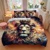 3pcs Lion's Crown Amidst Celestial Flames Bedding Set - Includes 1 Quilt Cover and 2 Pillowcases, Comfortable Bedding with Stylish Design for Bed