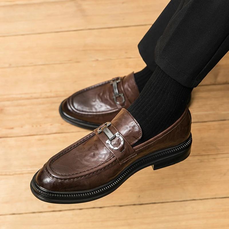 New Italian Handmade Leather Fashion Formal Loafers For Men Slip-ons Mens Casual Shoes Quality Moccasin Men's Business Flats