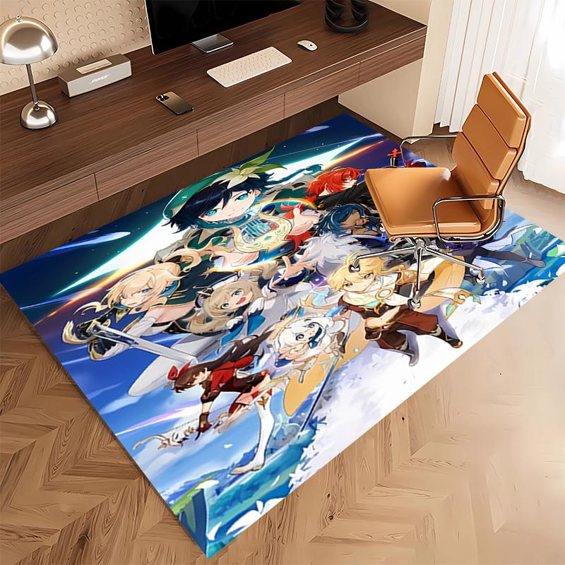 1pc Genshin Impact characters1 Print Area Rug - Soft, Washable Non-Slip Indoor Mat, Living Room, Home Office Decorative Rug,Office Decorative