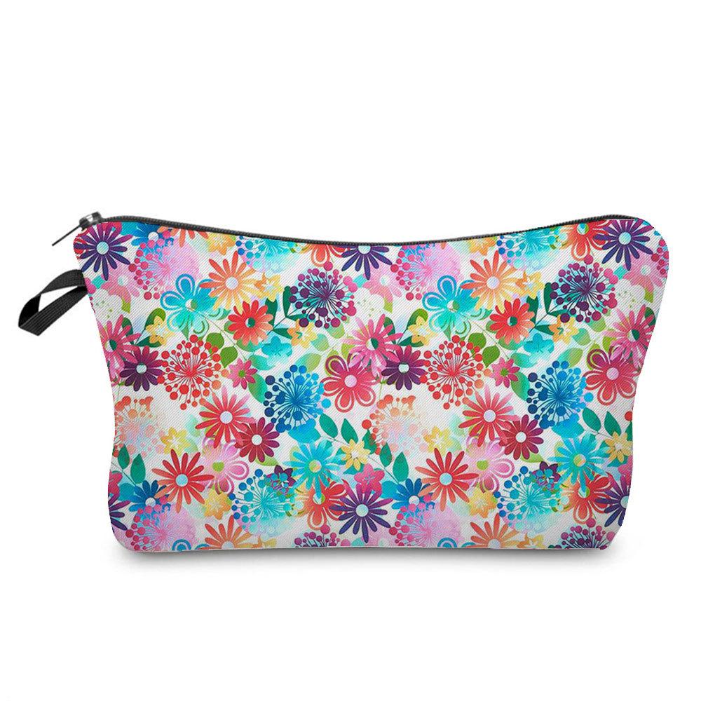 Women Flower Print Cosmetic Bag Toiletries Organize Travel Storage Case 6762 KTB