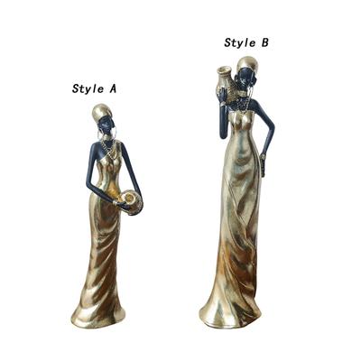African Tribal Lady Statue African Statue Sculpture Decoration, Hand Crafted Lady Figurine Women Statue for Bookshelves
