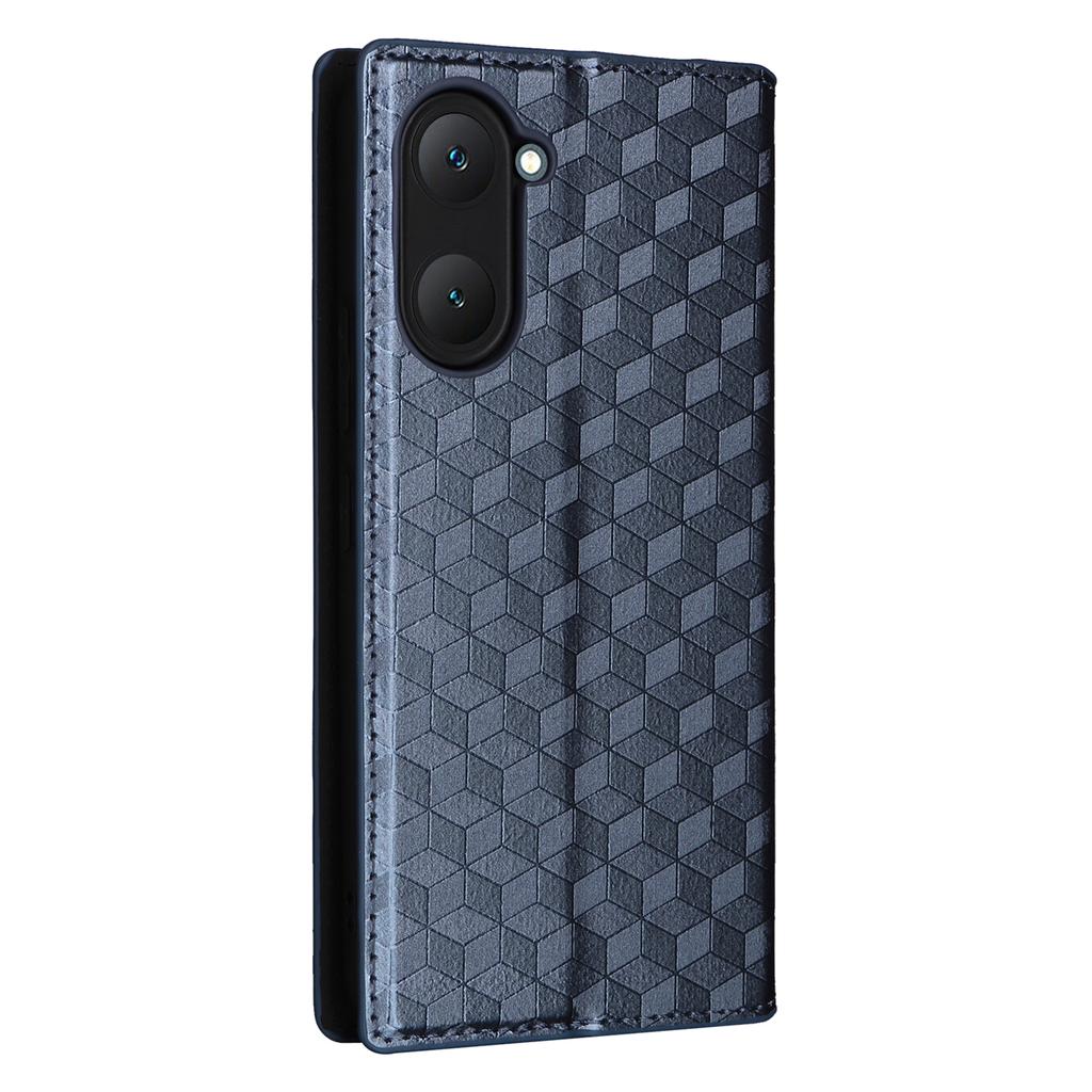For vivo Y28s 5G/T3 Lite 5G/Y03/Y18 4G/Y18e 4G Protective Case Magnetic Closing Rhombus Imprinting Leather Phone Shell