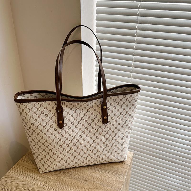 

Сумка большой вместимости для женщин, новая модная сумка-тоут на осень и зиму, универсальная текстурная наплечная сумка для通勤