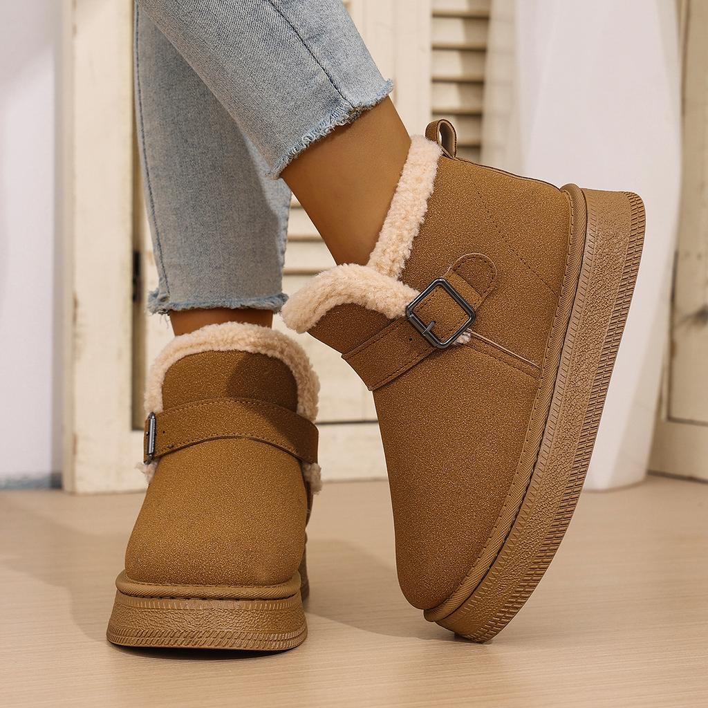 Winter Platform Cotton Shoes 2025 Medium-top Fleece Boots Versatile Niche Women's Snow Boots Warm Shoes