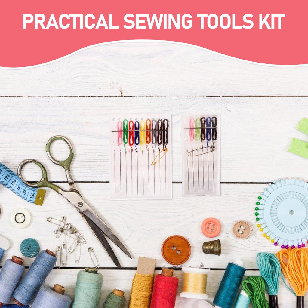 2Sets Portable Compact Lightweight Travel Sewing Kit Household Sewing Tools for Clothes Repair DIY Handicrafts Embroidery