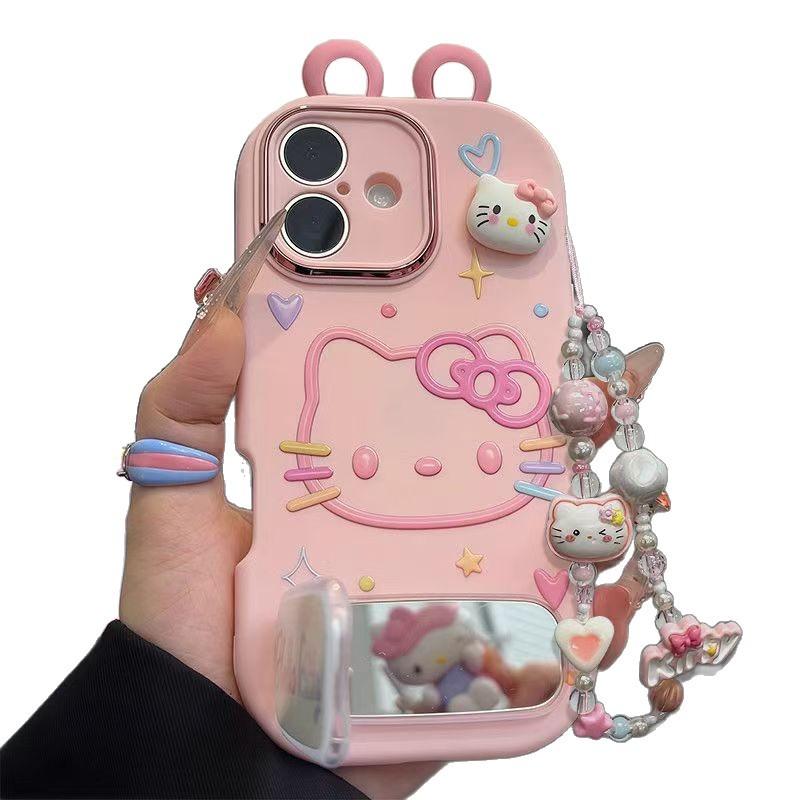 Hello Kitty Stand Compatible with Apple 17 Pro Max Phone Case 15/16 Huawei Honor Phone Case Full Coverage Soft Case