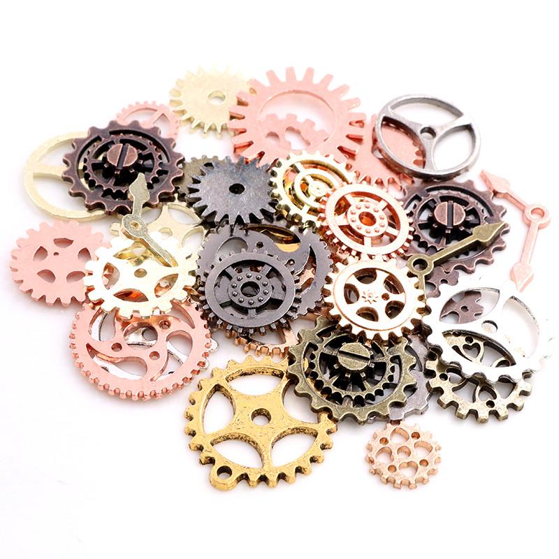 

Mix 50pcs Vintage Gear Steampunk Charms Pendant Antique Bronze 8 Colors Fit Bracelets Necklace DIY Metal Jewelry Making
