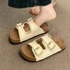 Cowhide Version~ Boken Cool Slippers Summer New Double Buckle Thick Sole Heightened Breathable Outer Wear Casual Soft Sole Women's Shoes