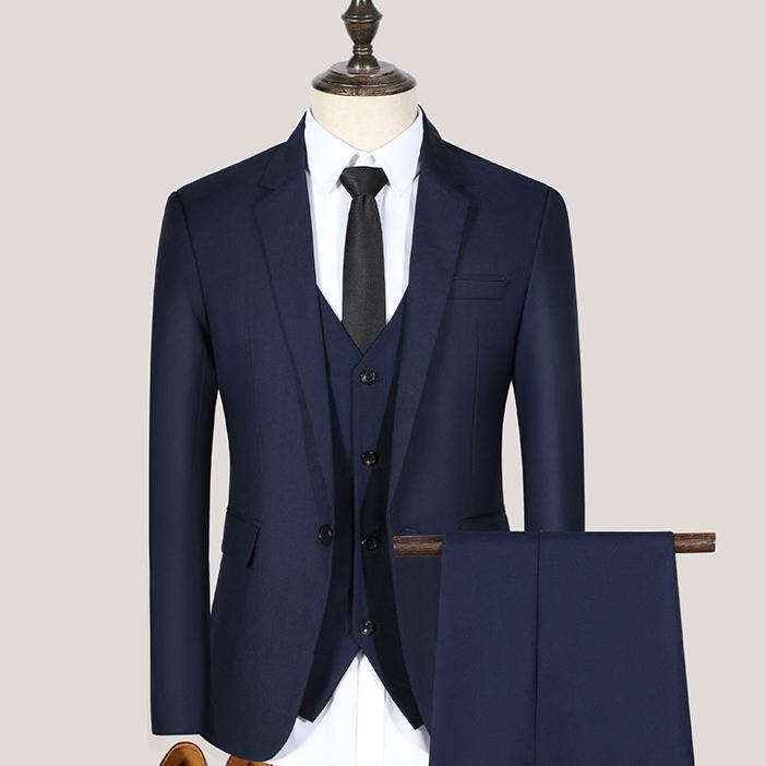 Herren 3-teiliges Set Mode Hochzeitskleidung Blazer+Hose+Weste Lässig Business Arbeitskleidung Slim Fit Ein-Knopf Party Anzug Mäntel Moderator Kleid