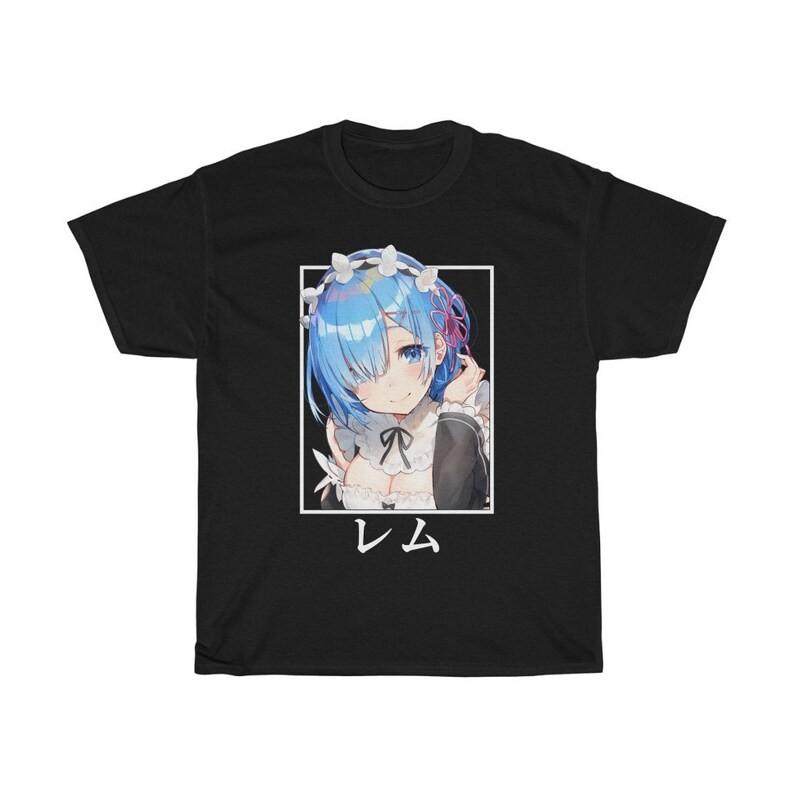 T-shirt ReZero Rem V2 Streetwear Anime Waifu Emilia Ram T-shirt Unisexe