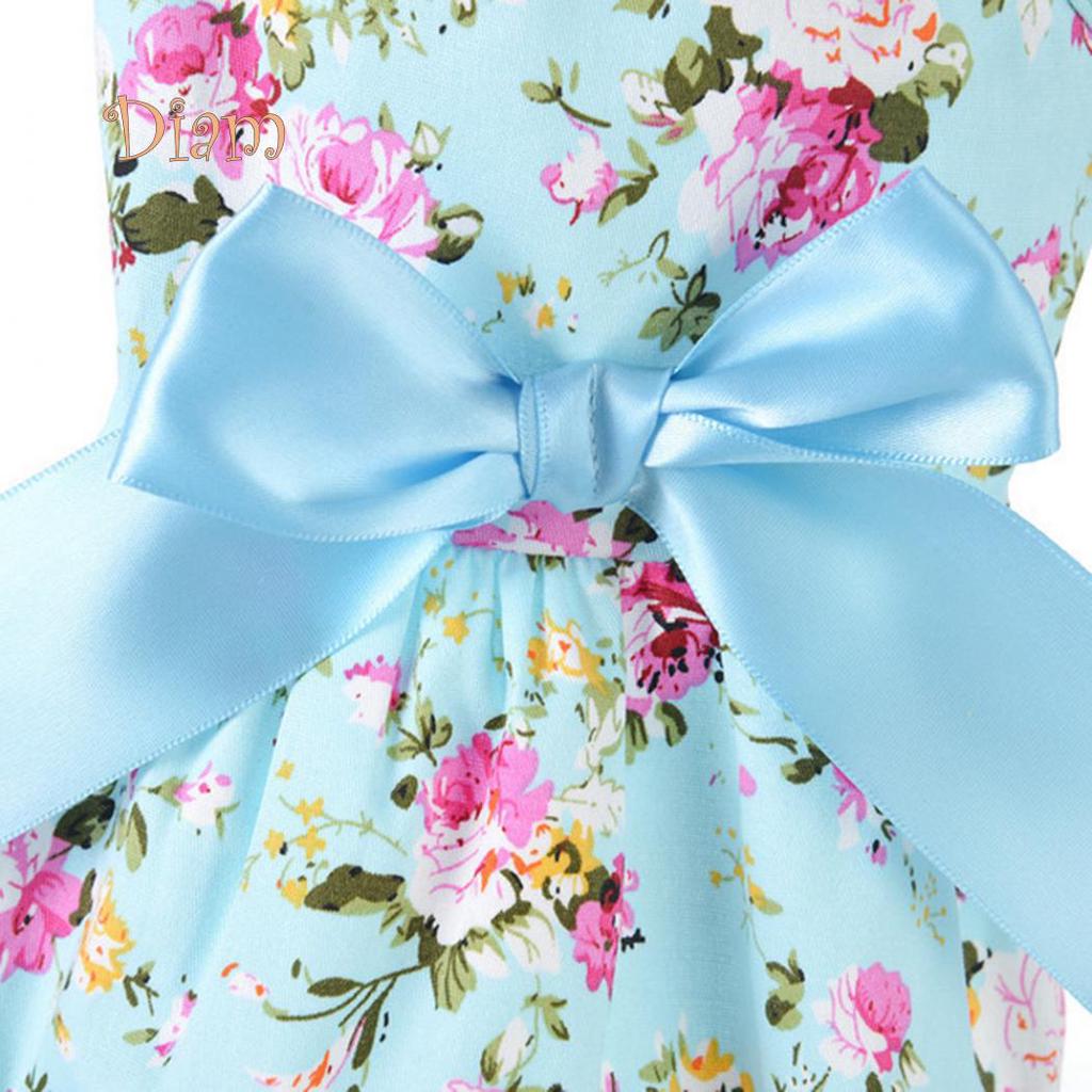 K&J Spring Summer Flower Print Cotton Cute Pet Dress Cat Dog Costume Outfit Clothes