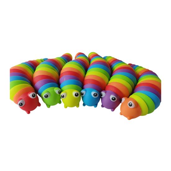 Stress Relief Slug Fidget Toy Articulated Stretch Caterpillar Sensory Toy Portable Travel Bendable Colorful Worm Toy Party Favors