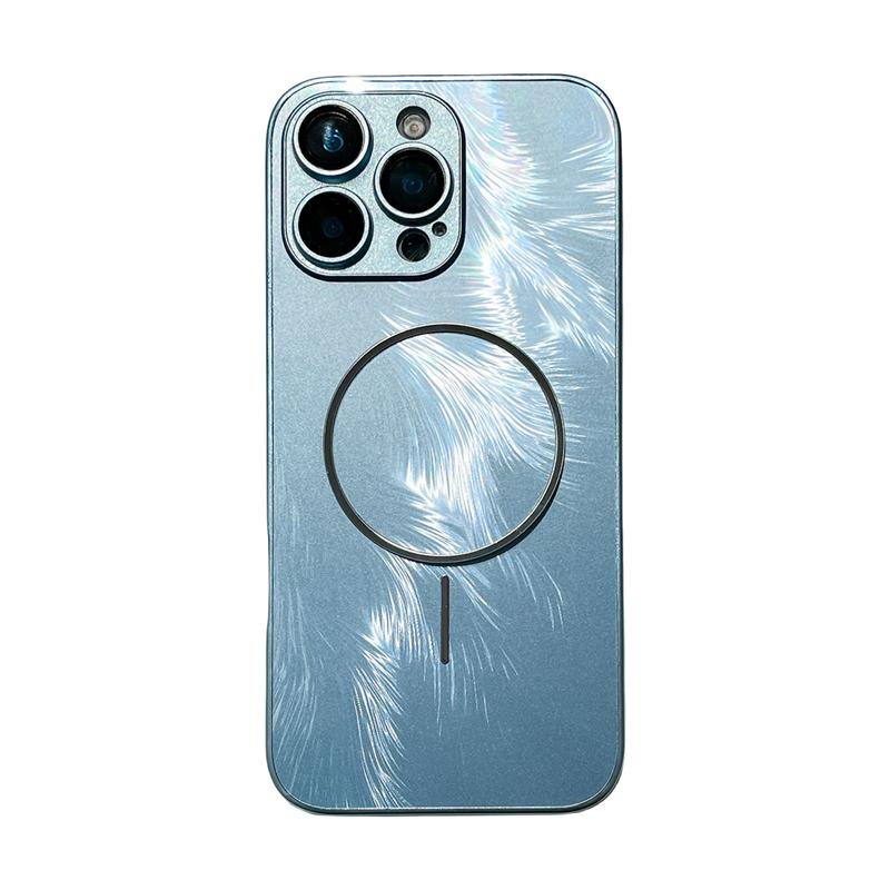 

Feather Design Magnetic Case for Magsafe IPhone 16 15 14 13 12 Pro Max Plus 16Pro 15Pro ProMax Camera Lens Protector Phone Cover iPhone 15 Pro Max світло-синій колір