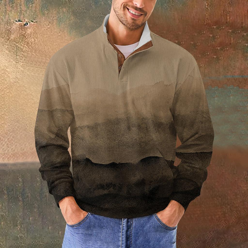 Męska bluza retro casual z nadrukiem gradientowym