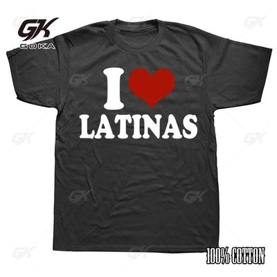 Funny Red Heart Love Latina I Love Latinas TShirt Mens Casual Fashion Loose Breathable Hip Hop T-Shirt Summer Style Hipster Tees