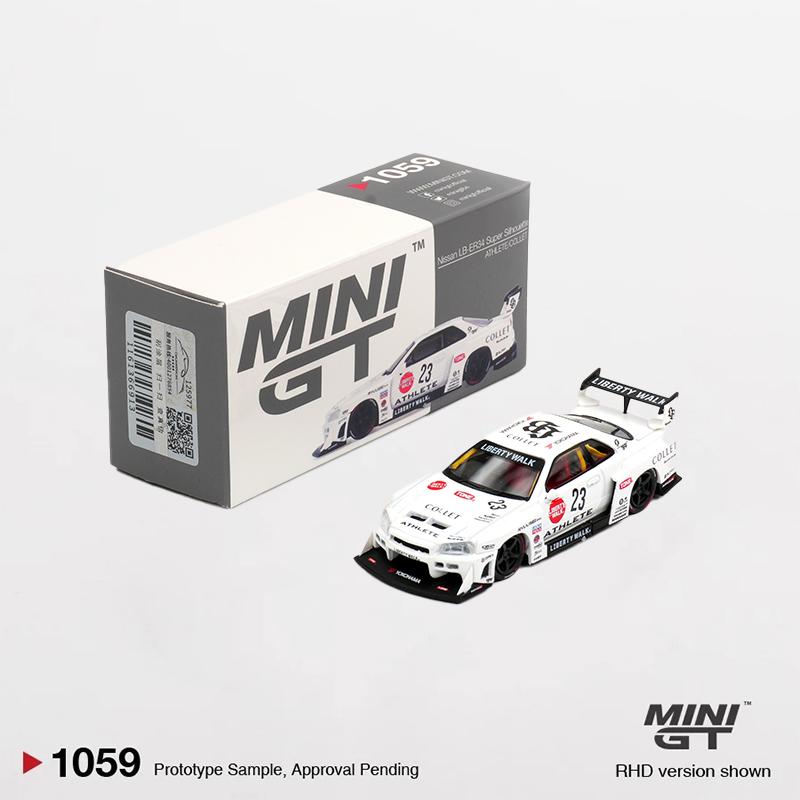 MINIGT 1059 In Stock 1:64 LBWK Nissan LB ER34 Super Silhouette ATHLETE COLLET Diecast Car Model Collection Toys